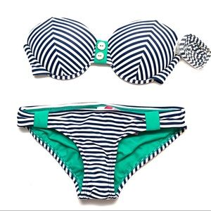 NWT Navy & White Striped Bikini Set